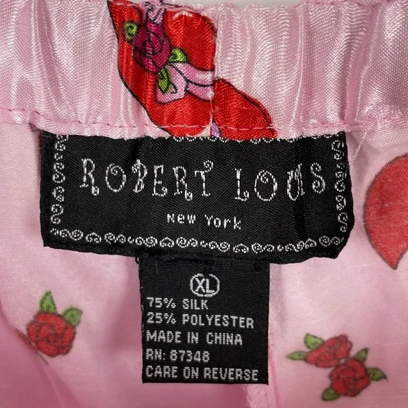 Robert Louis silk blend loungewear drawstring waist short sleeve button down - Picture 8 of 8